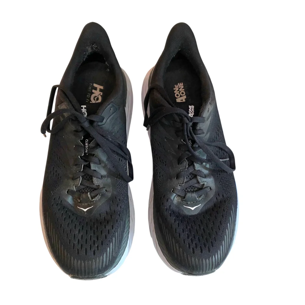 Hoka One One Clifton 7 Wide‎ Shoes 9 Black White Running Activewear Gym Comfort